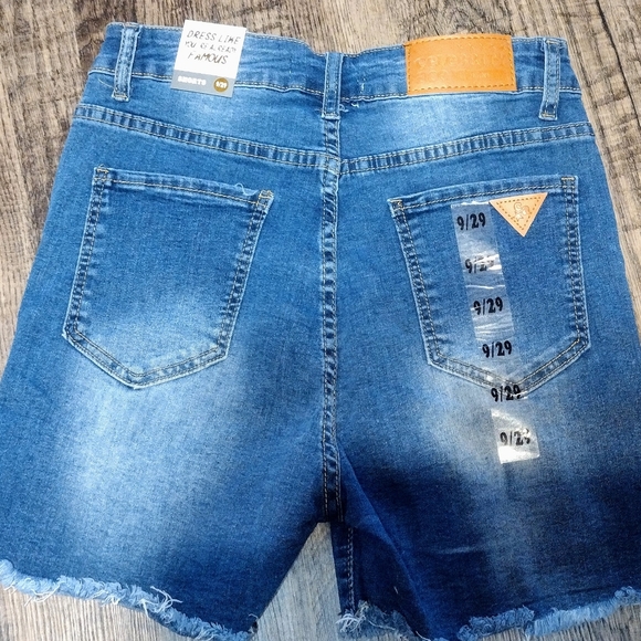 New Celebrity Ace Cotton/Rayon Blend Stretch High-waisted Distressed Shorts - Picture 3 of 9